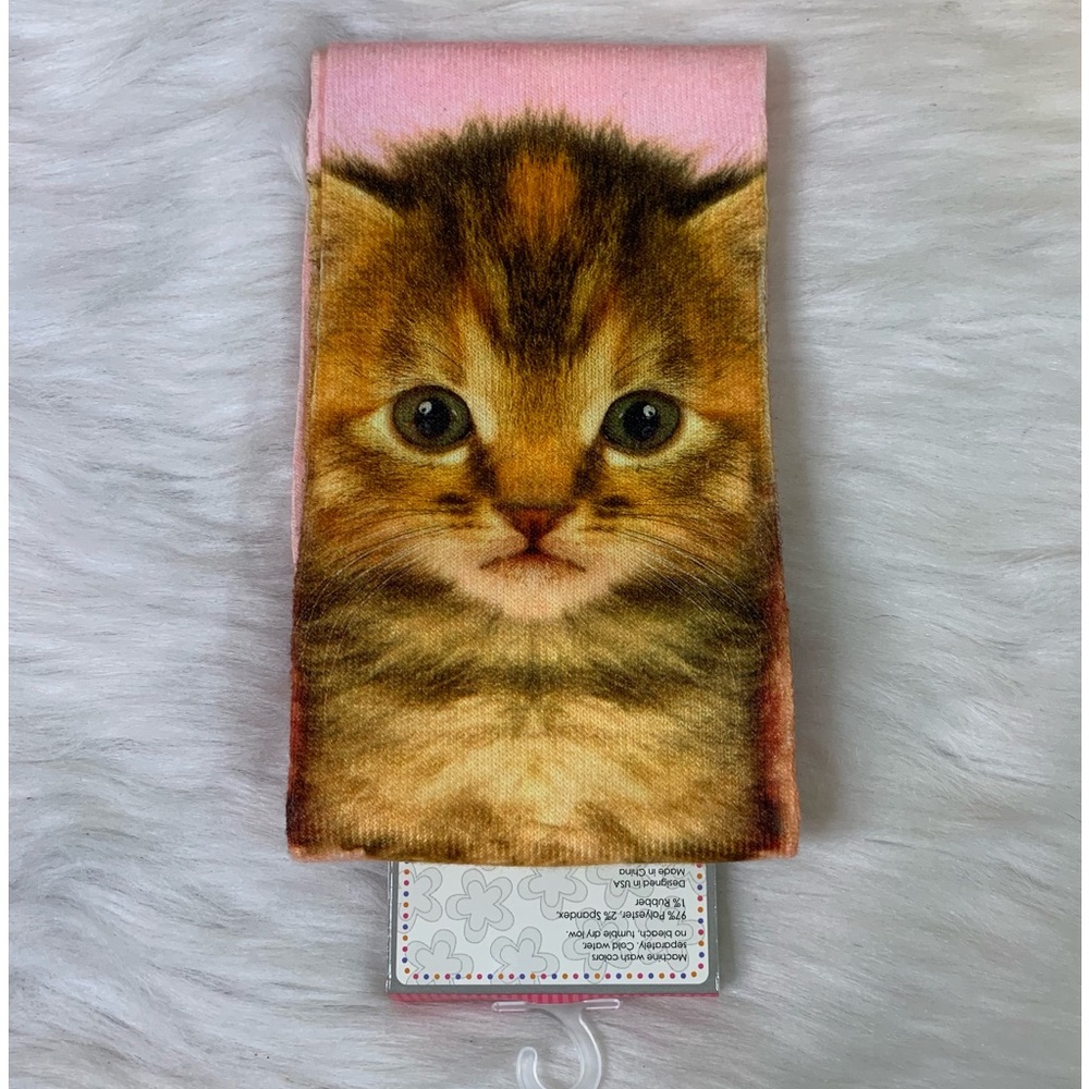 NWT LaDeDa Whimsical Kitty Cat Pink Crew Socks
